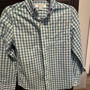 Crown & Ivy - Youth M - Button Down Dress Shirt - M - Blue/Green Check